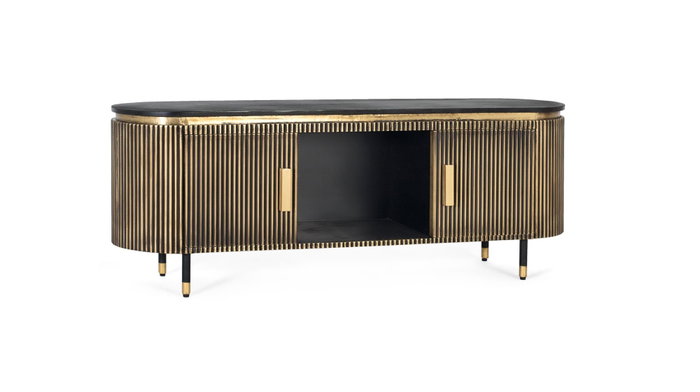 GINER Y COLOMER Meuble TV en bois de manguier et bronze 150cm